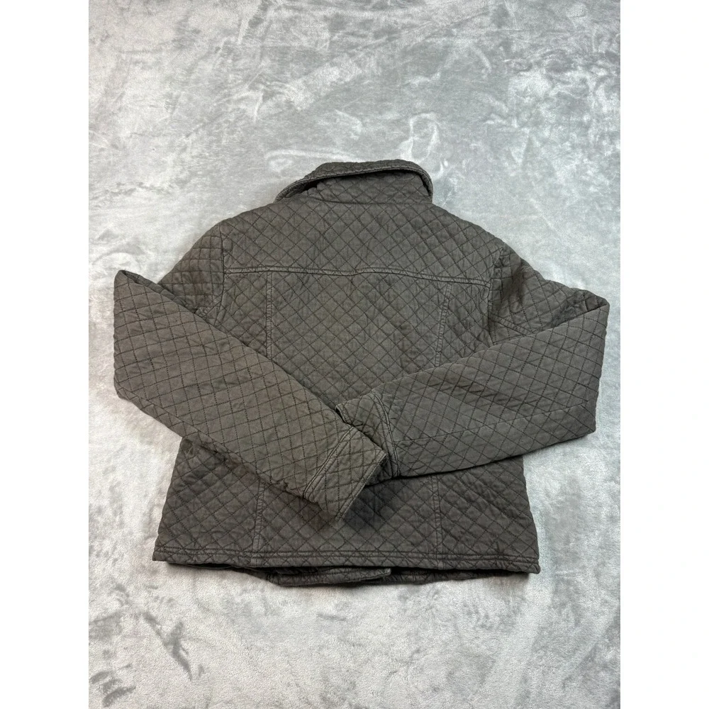 Anthropologie Marrakech Quilted Moto Jacket Womens Gray Full‎ Zip Pockets Small